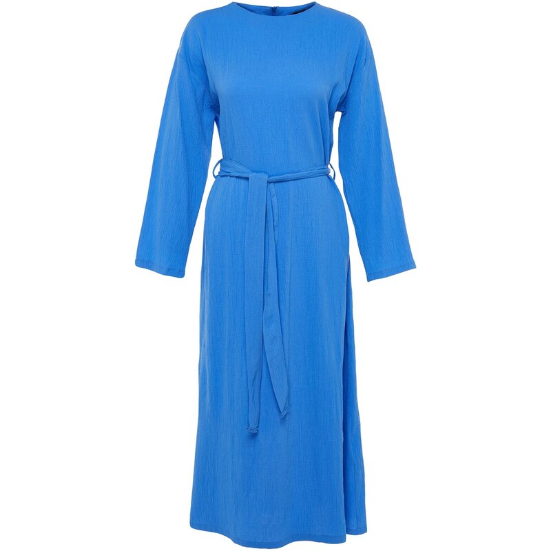 Trendyol Saxe Blue Belted Woven Dress