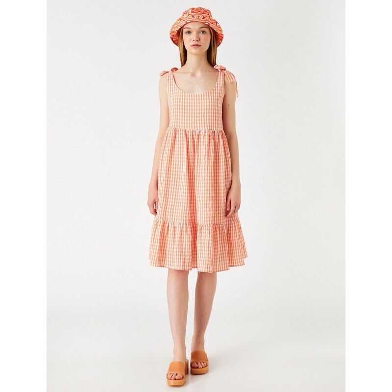 Koton Gingham Patterned Midi Dress