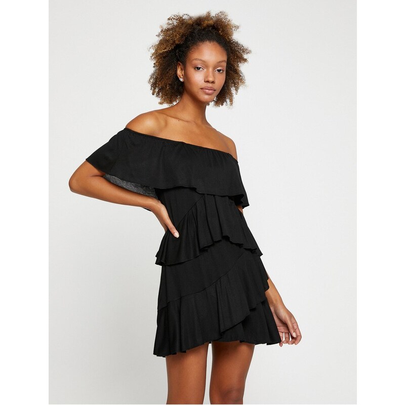 Koton Ruffle Detailed Mini Jumpsuit Off The Shoulder