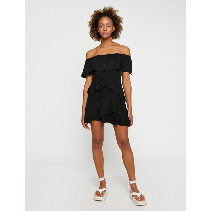 Koton Ruffle Detailed Mini Jumpsuit Off The Shoulder