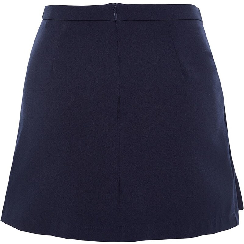 Trendyol Navy Blue Belted Mini Weave Skirt