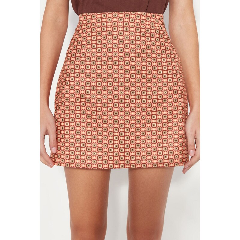 Trendyol Multicolored Mini Skirt With Knitted Geometric Pattern