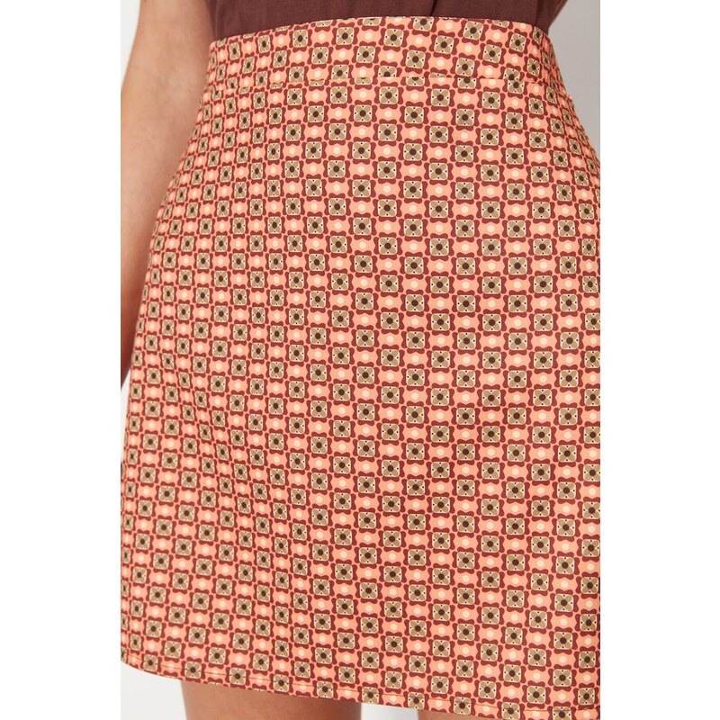 Trendyol Multicolored Mini Skirt With Knitted Geometric Pattern