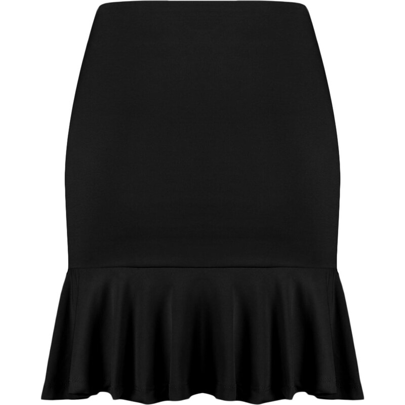 Trendyol Black Ruffle Detailed Skirt With Frills, Mini Elastic Knitted Skirt