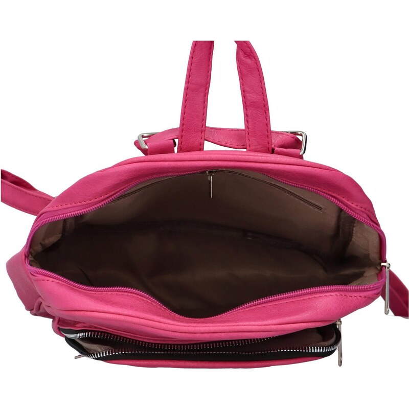 INT COMPANY Stylový dámský koženkový batůžek Kevine, výrazná růžová