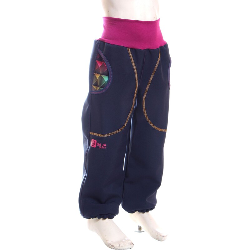 BajaDesign Zimní softshellové kalhoty holky, tm. modré + rubiko