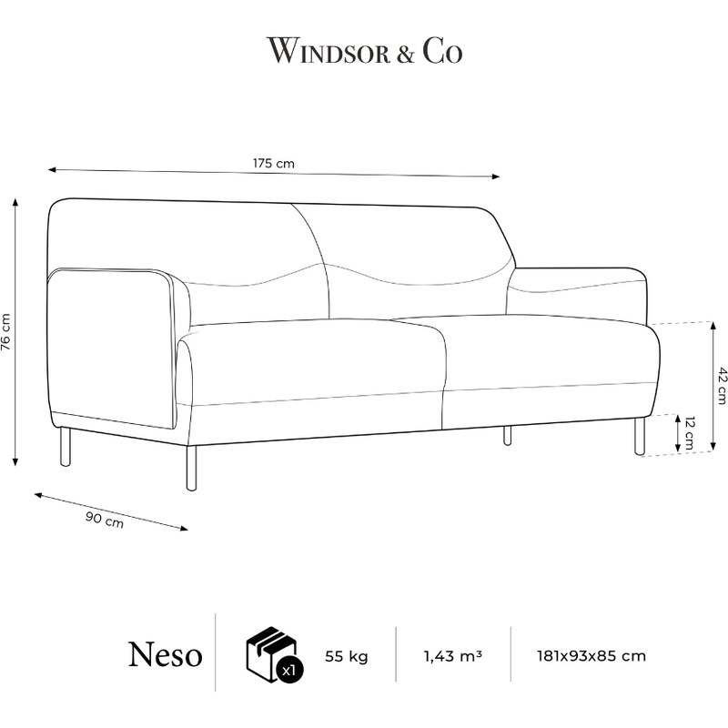 Béžová látková dvoumístná pohovka Windsor & Co Neso 175 cm