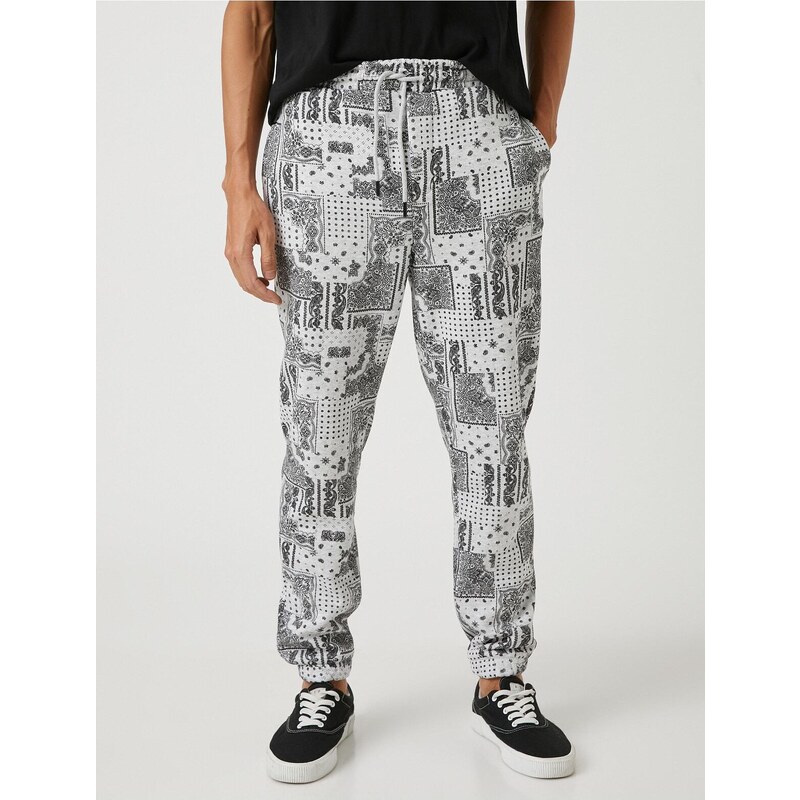 Koton Shawl Patterned Sweatpants Tie Waist Pocket Detailed.