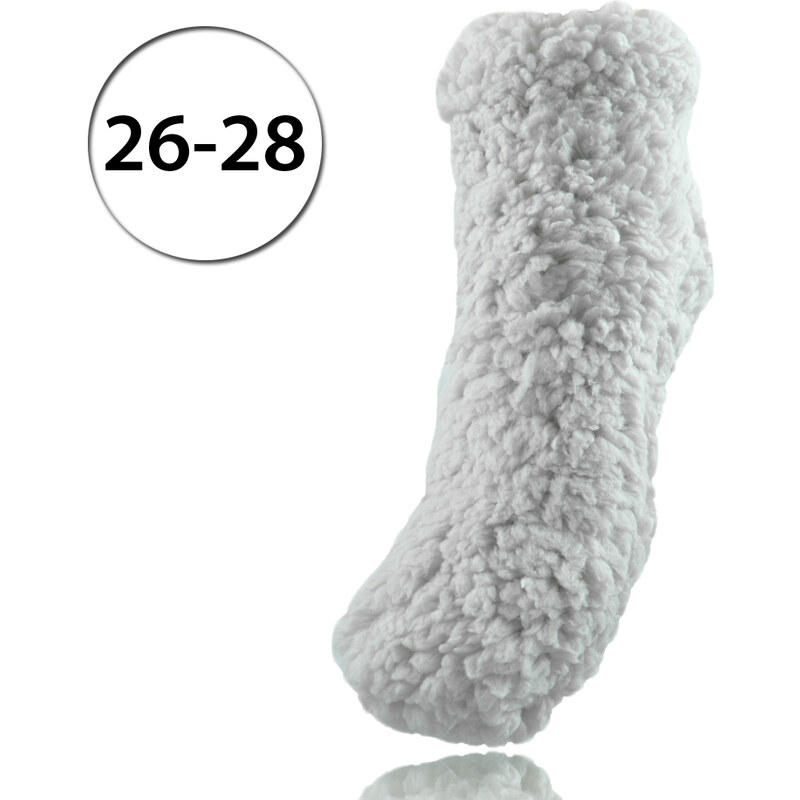 LOOKeN SM-HL-1073 Dětské ponožky na spaní z ovčí vlny, 26-28, jednobarevné, světle šedá
