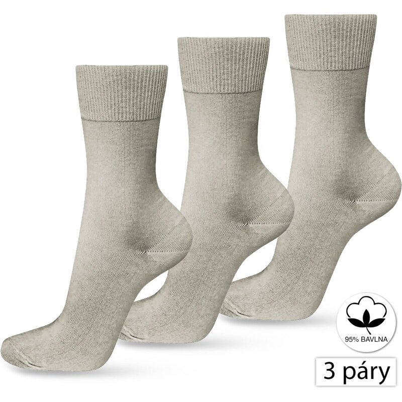Happy Feet HF-27 Bavlněné pánské ponožky 3páry, 44-46, hnědá