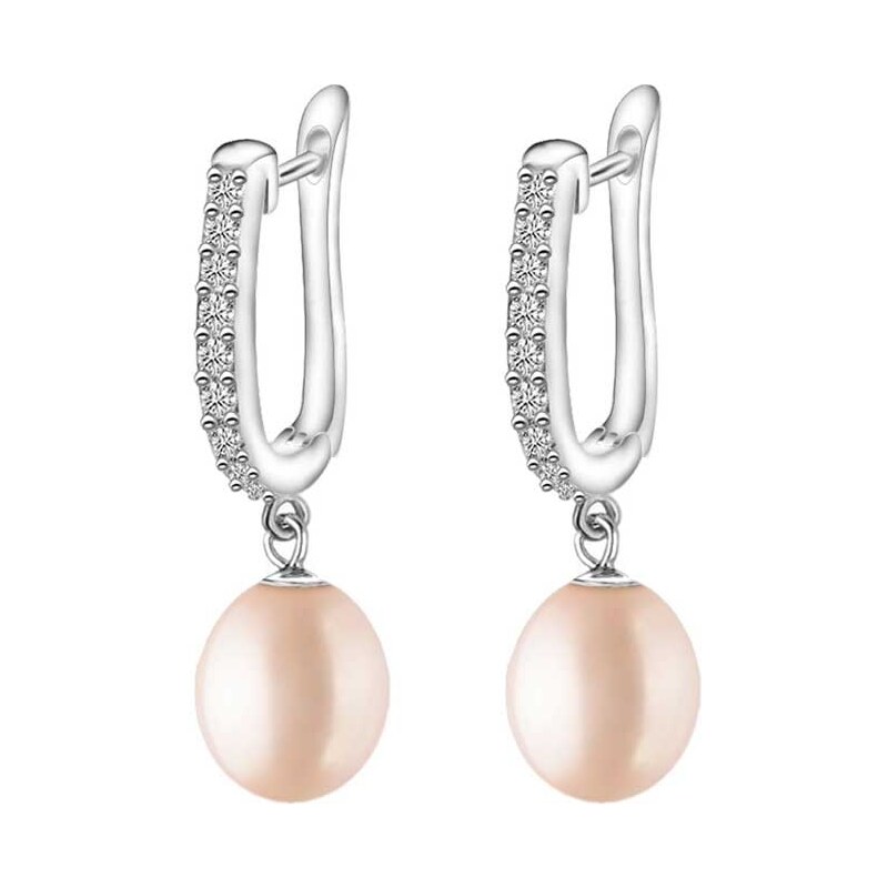 Gaura Pearls Stříbrné náušnice s růžovou perlou Sierra, stříbro 925 78814079