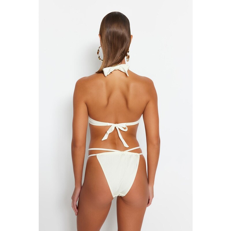 Trendyol Ecru Tunnel High Leg Bikini Bottom