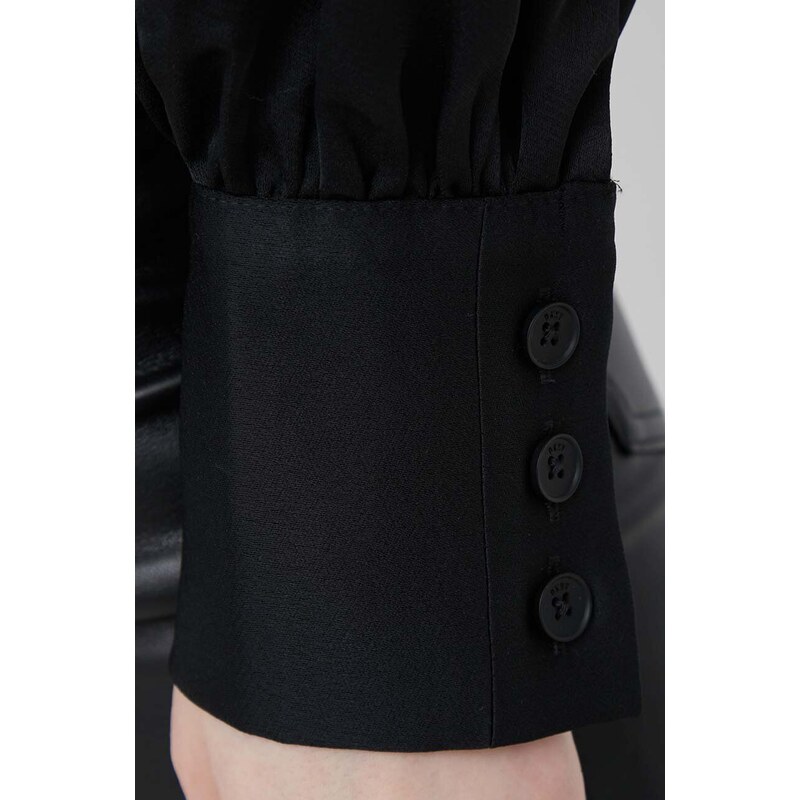 Košile Dkny dámská, černá barva, relaxed, s klasickým límcem