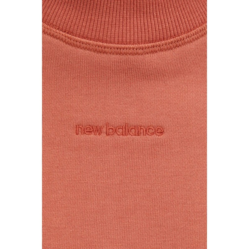 Bavlněná mikina New Balance dámská, červená barva, hladká