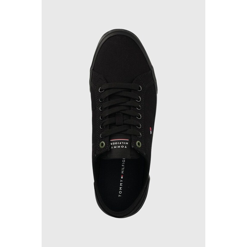 Tenisky Tommy Hilfiger CORE CORPORATE VULC CANVAS pánské, černá barva, FM0FM04560