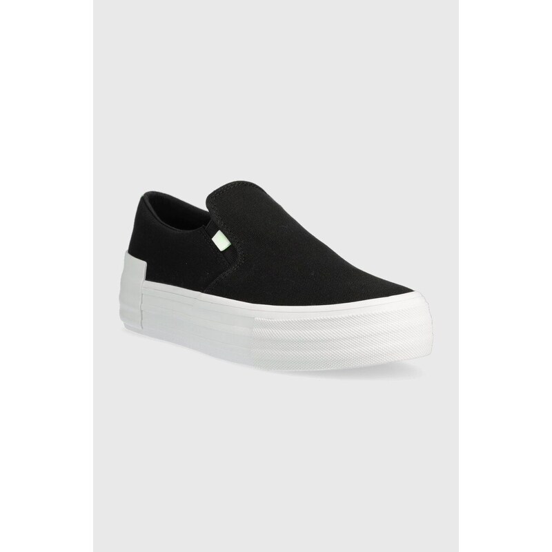 Tenisky Calvin Klein Jeans VULC FLATF BOLD SLIPON FLUO CONT dámské, černá barva