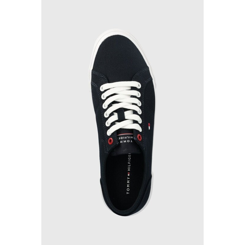 Tenisky Tommy Hilfiger CORE CORPORATE VULC CANVAS pánské, tmavomodrá barva, FM0FM04560