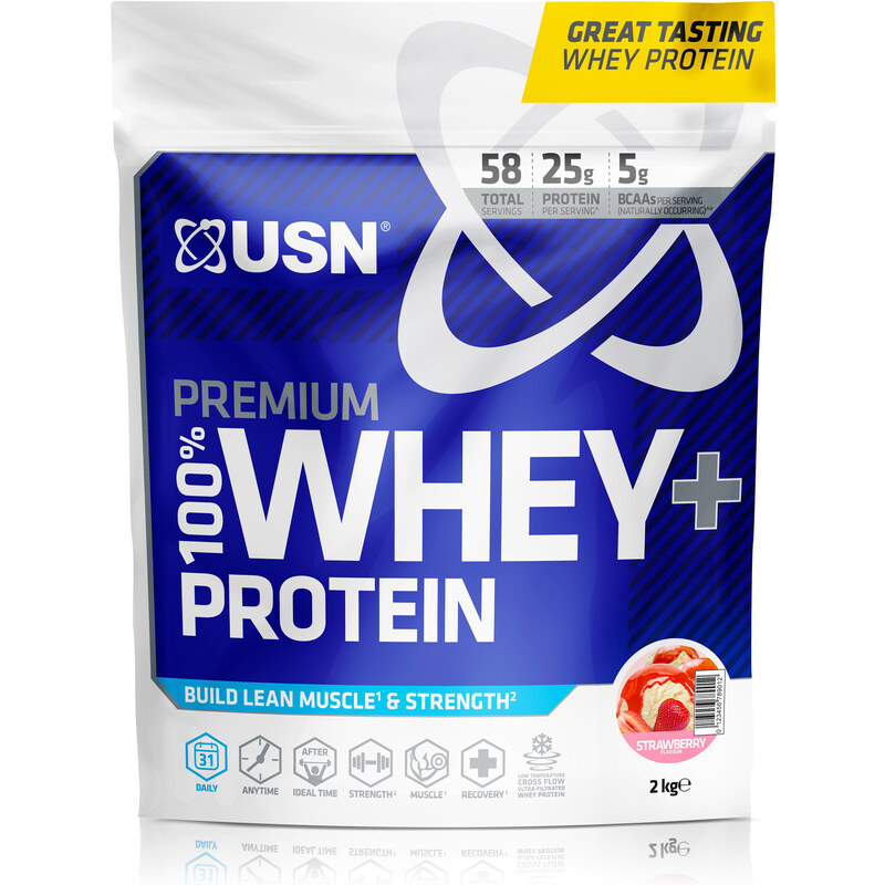 Proteinové prášky USN 100% Premium Whey Bag Strawberry 2kg bwp2