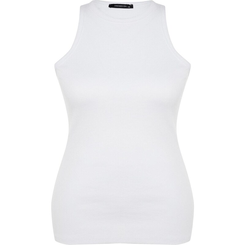 Trendyol Curve White Barbell Collar Basic Knitted Tank Top