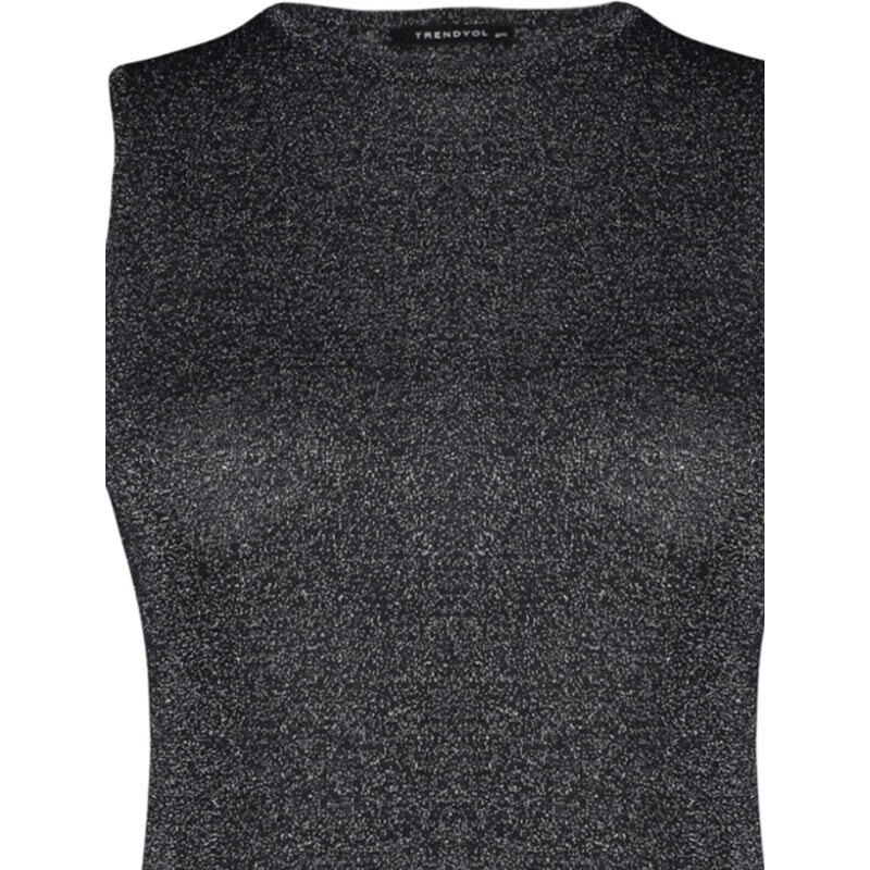 Trendyol Curve Black Wrap-around Fine Tricot Blouse with a Shine