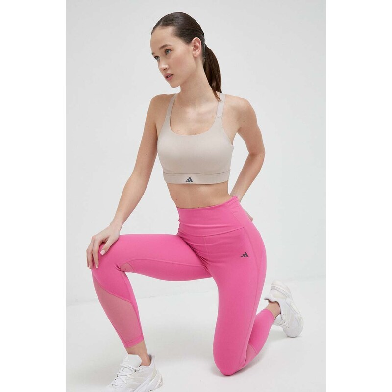 Tréninkové legíny adidas Performance Tailored HIIT růžová barva, hladké