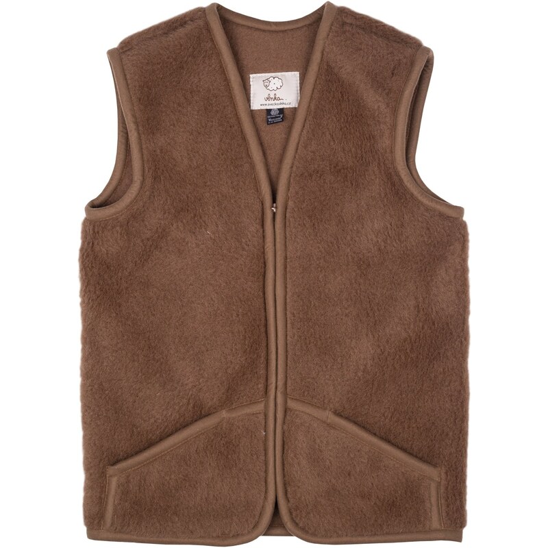 Vlnka Vlněná vesta Merino s velbloudí vlnou hnědá 61162138