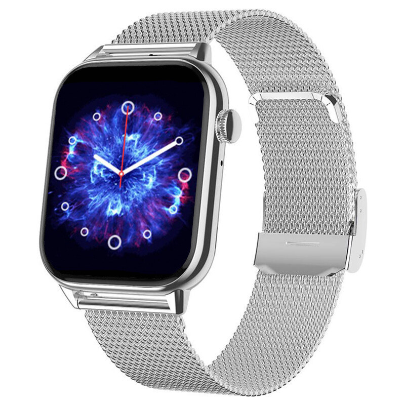 Chytré hodinky Madvell Pulsar s bluetooth voláním a EKG stříbrná se stříbrným kovovým řemínkem