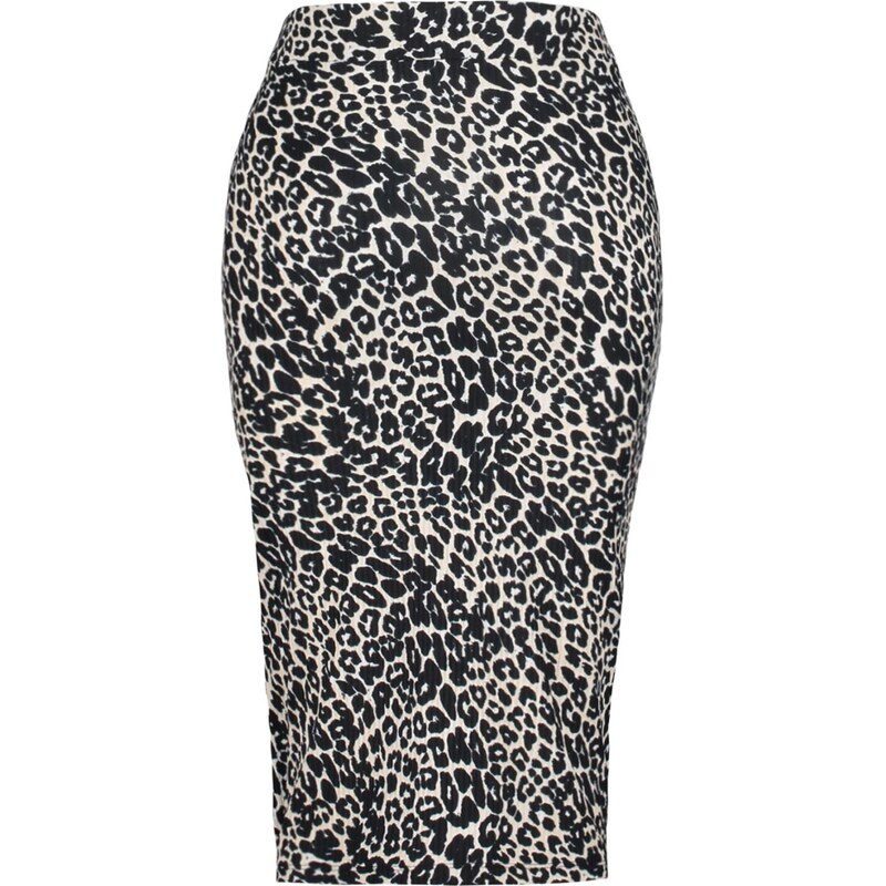 Trendyol Brown Printed High Waist Mini Knitted Mini Skirt With Pleats and Slits