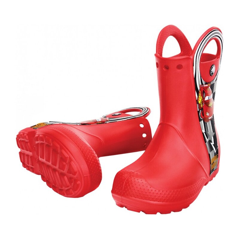 Crocs Červené dětské holínky Handle It McQueen™ Rain Boot Red 14809-610