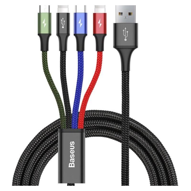 Baseus Rychlonabíjecí kabel 4v1 2x Lightning, USB C, MicroUSB 3,5A 1,2m