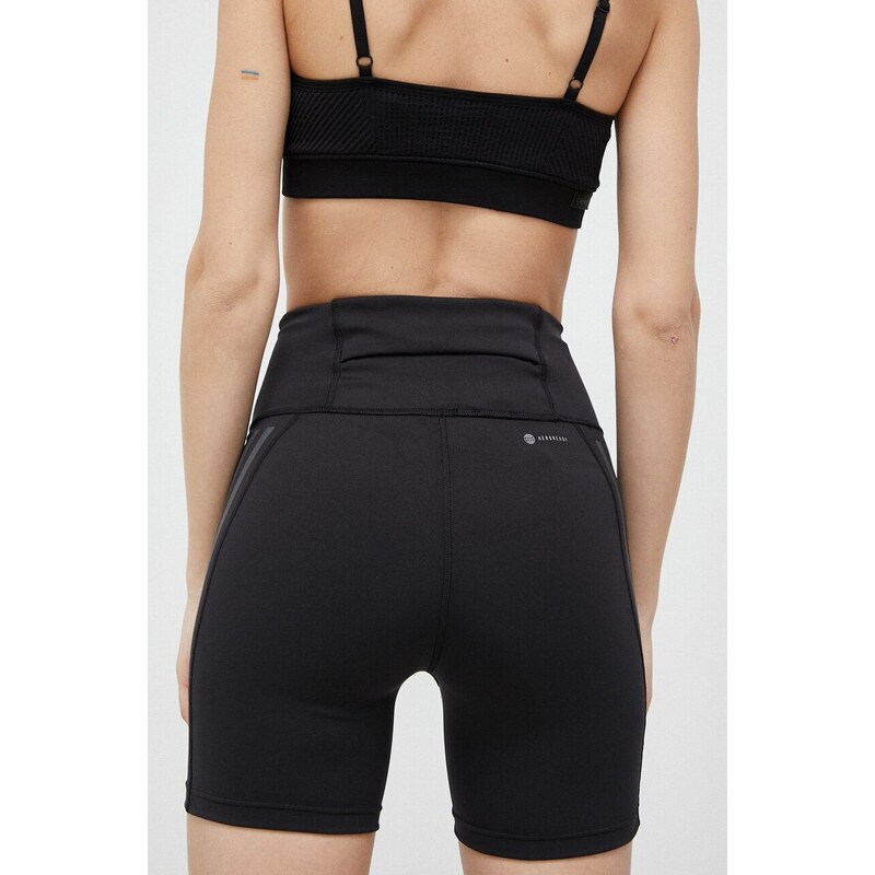 Běžecké šortky adidas Performance DailyRun černá barva, s potiskem, high waist