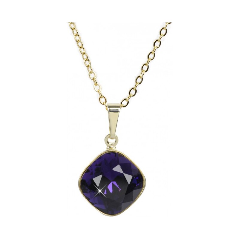 Troli Zlatý náhrdelník Square 12 mm Purple Velvet