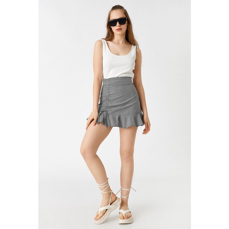 Koton Pleated Patterned Mini Skirt