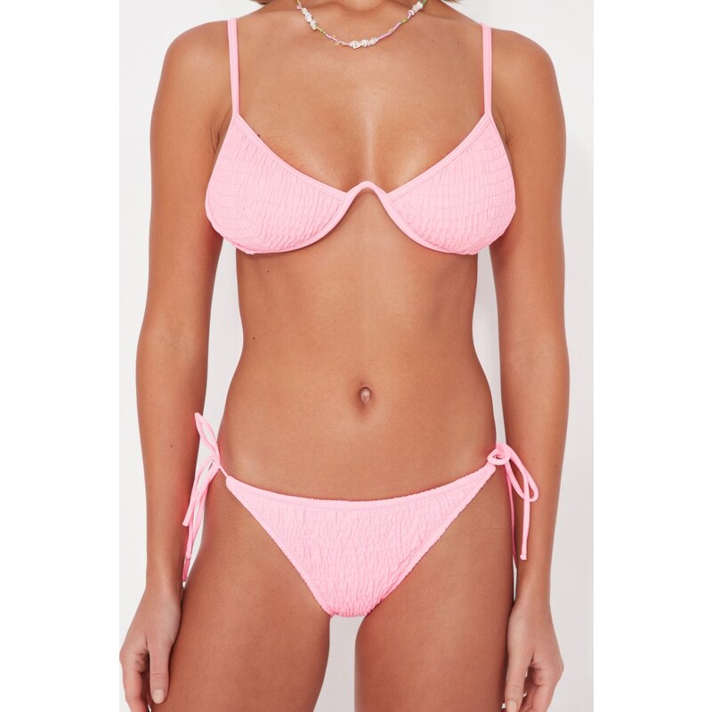 Trendyol Pink Kostice Gimped Bikiny Top