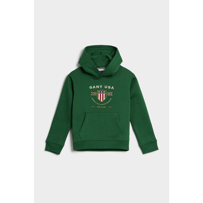 MIKINA GANT D1. BANNER SHIELD HOODIE zelená 170