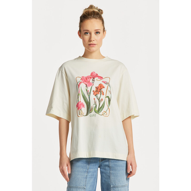 TRIČKO GANT IRIS PRINT SS T-SHIRT bílá XS