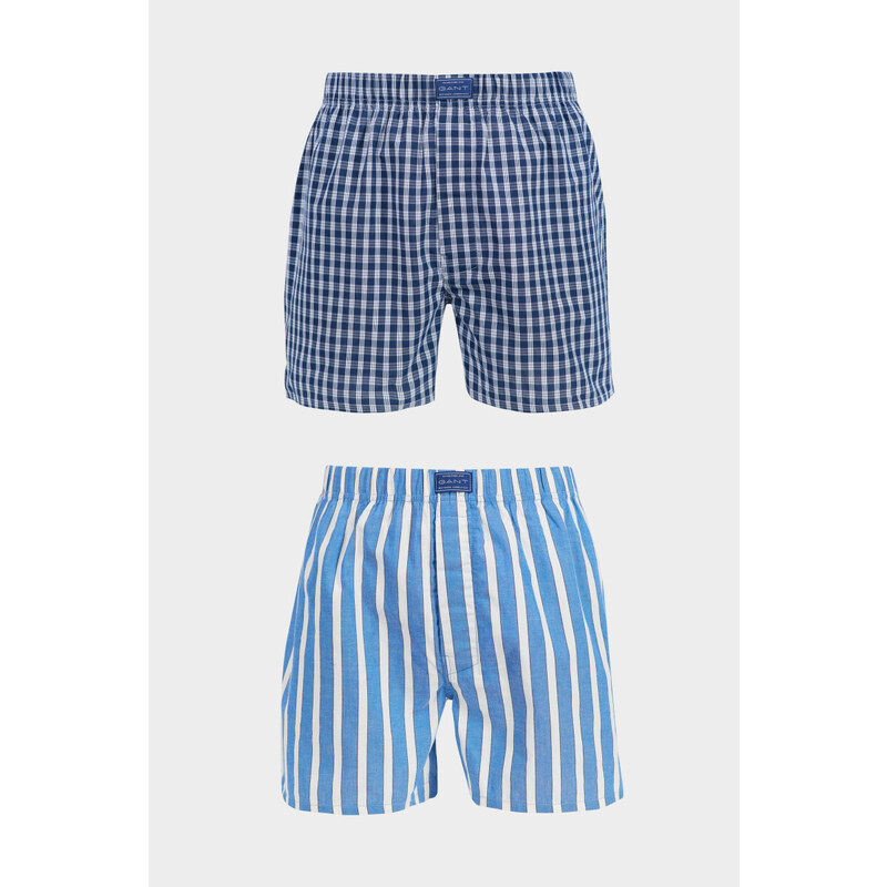 SPODNÍ PRÁDLO GANT STRIPE AND CHECK BOXER SHORTS 2-P modrá M