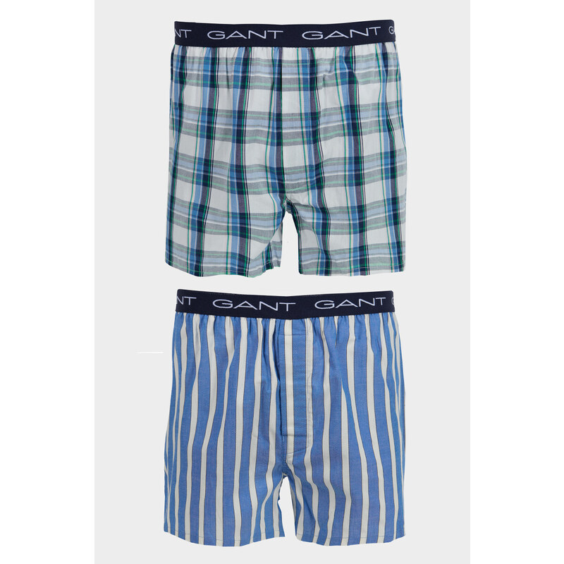 SPODNÍ PRÁDLO GANT CHECK AND STRIPE BOXER SHORTS 2-P modrá M