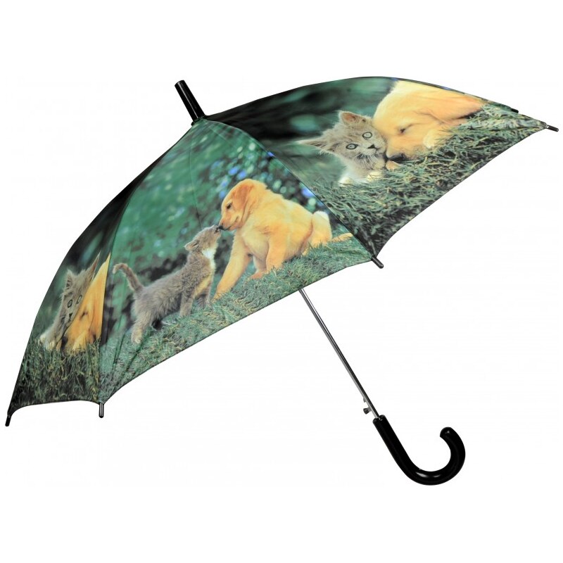 Doppler Dětský holový vystřelovací deštník se vzorem - pes a kočka 72757U