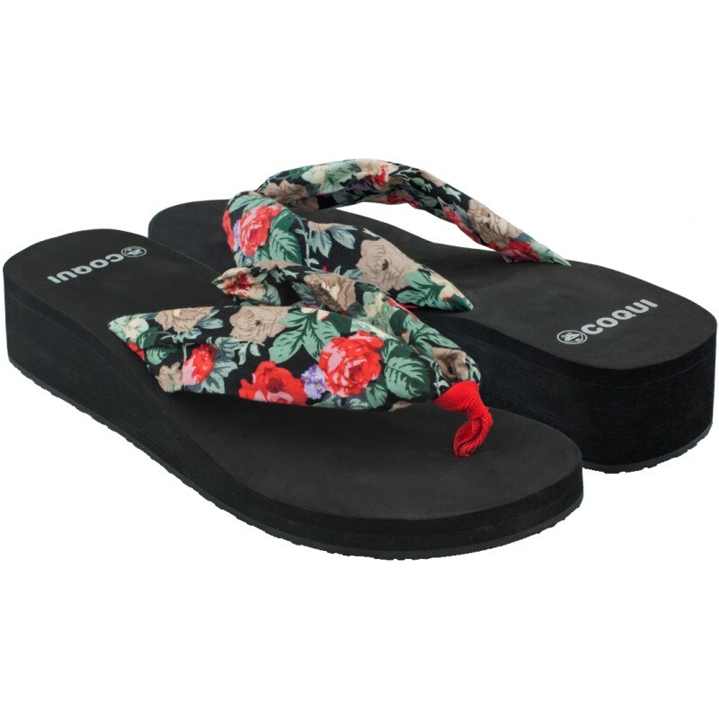 Coqui Dámské žabky Paige Flower 1355 Black Flower 100061 36