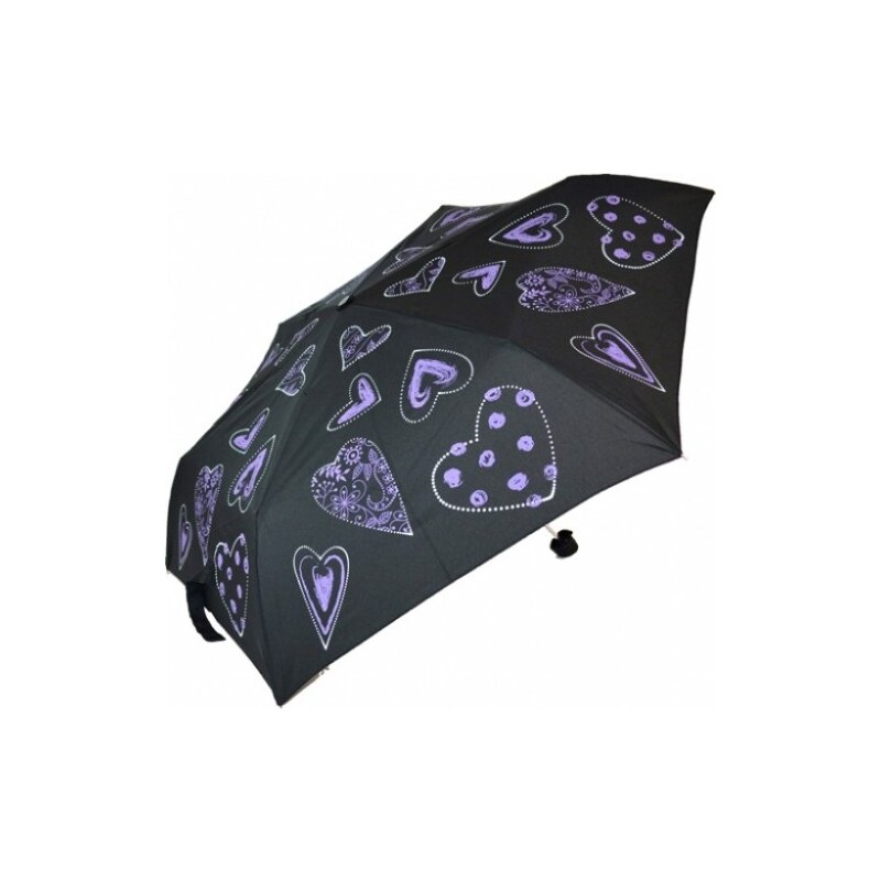 Blooming Brollies Dámský skládací mechanický deštník Purple Hearts EDFHPU
