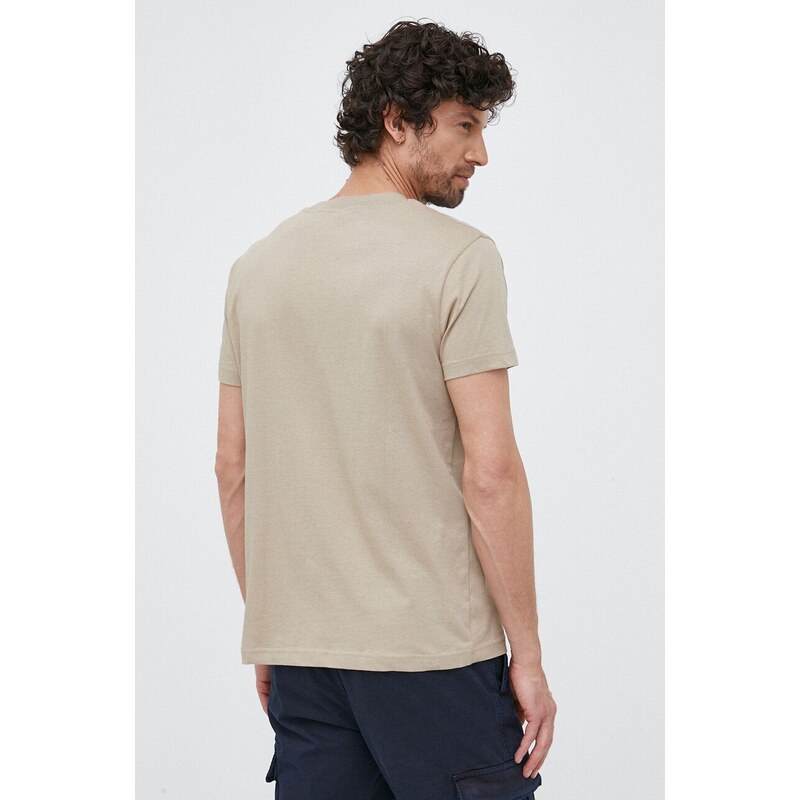 Bavlněné tričko Gant béžová barva, s aplikací