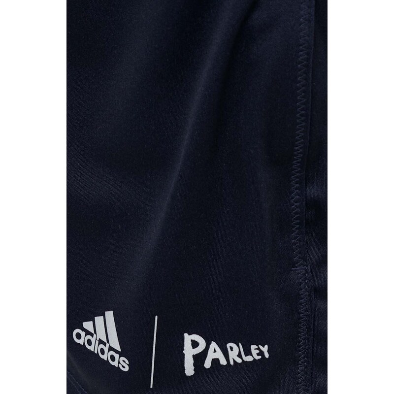 Běžecké šortky adidas Performance x Parley tmavomodrá barva, high waist