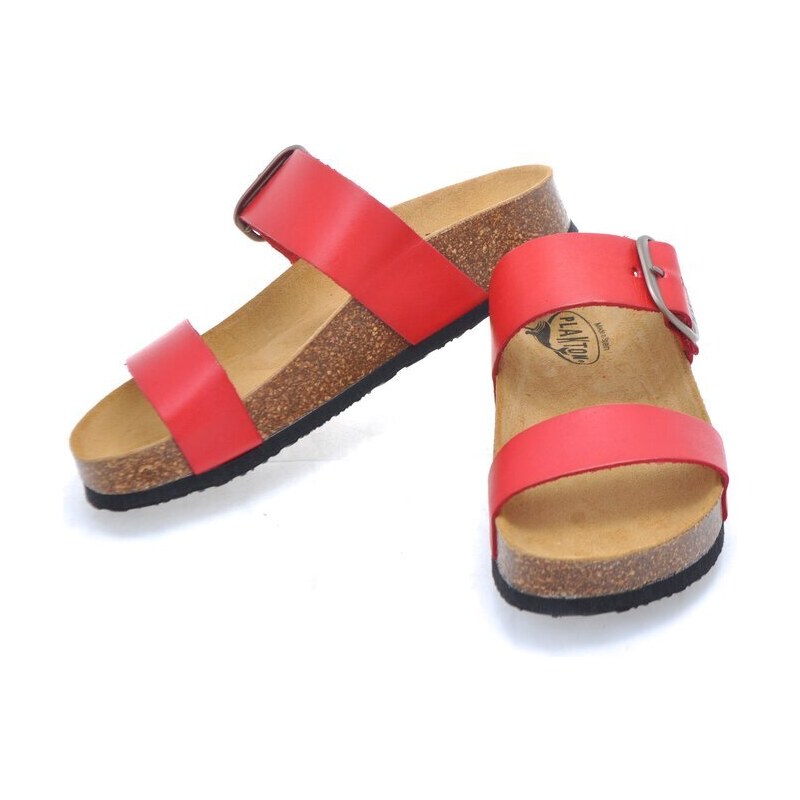 Dámské kožené sandály Plakton 343004 červená