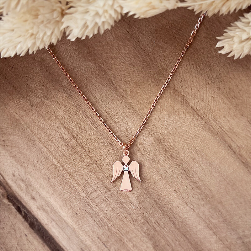 Estemia Stříbrný řetízek s andělem Swarovski v úpravě rose gold - 78906568