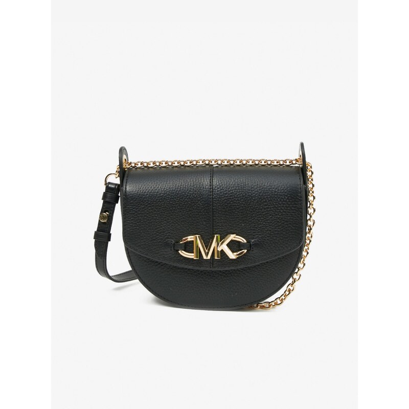 Černá dámská kožená crossbody kabelka Michael Kors Small Conv Saddl - Dámské