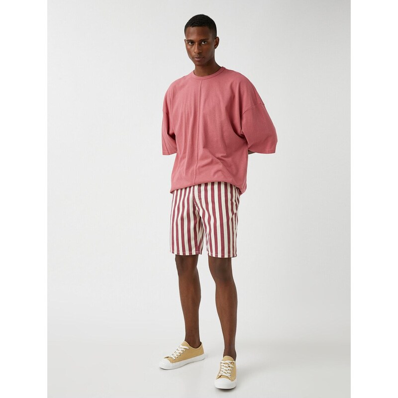 Koton Striped Denim Shorts with Pockets