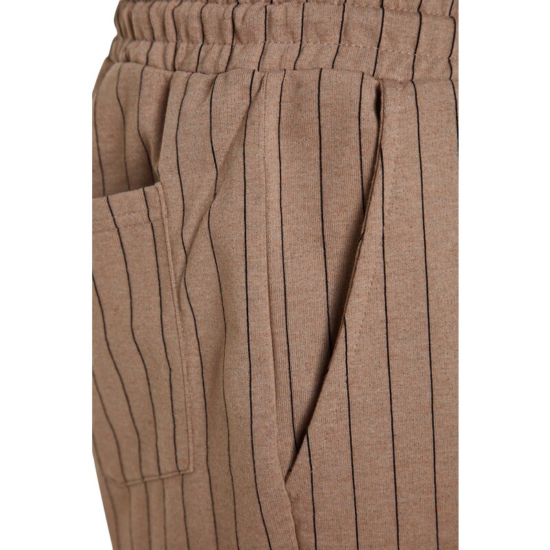 Trendyol Beige Men's Regular Mid-Length/Regular Cut Striped Shorts.