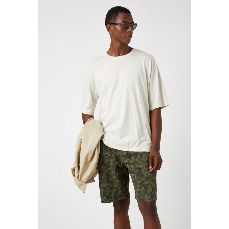 Koton Camouflage Patterned Gabardine Shorts