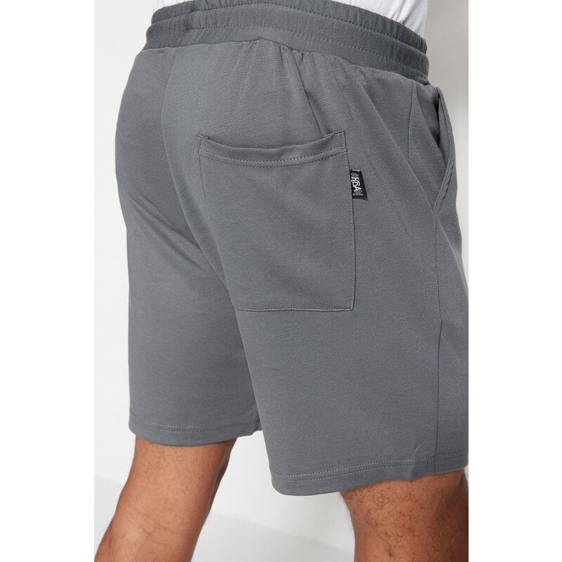 Trendyol Limited Edition Basic Anthracite Regular/Normal Fit Labeled Lace Up Shorts